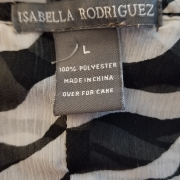 Isabella Rodriguez Batwing Zebra Top L Black White - Picture 3 of 7